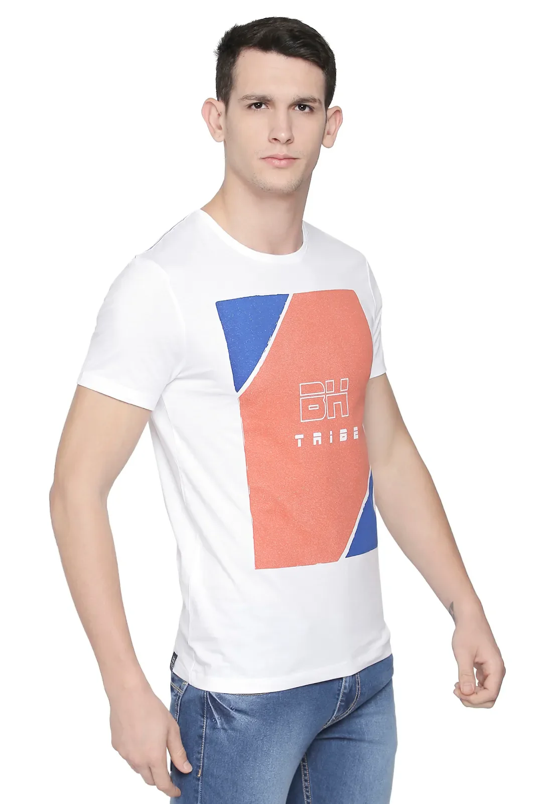 White Regular Fit Men's Short Sleeves T-Shirt by Being Human Clothing - Image 2