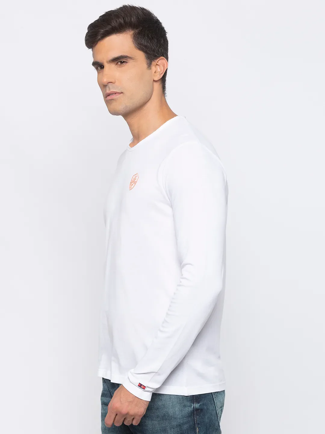 White Regular Fit Men's Long Sleeves T-Shirt by Being Human Clothing - Image 2