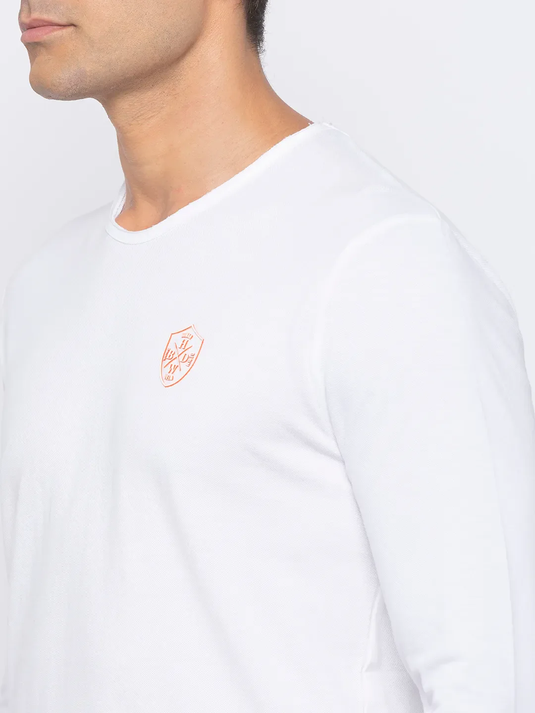 White Regular Fit Men's Long Sleeves T-Shirt by Being Human Clothing - Image 4