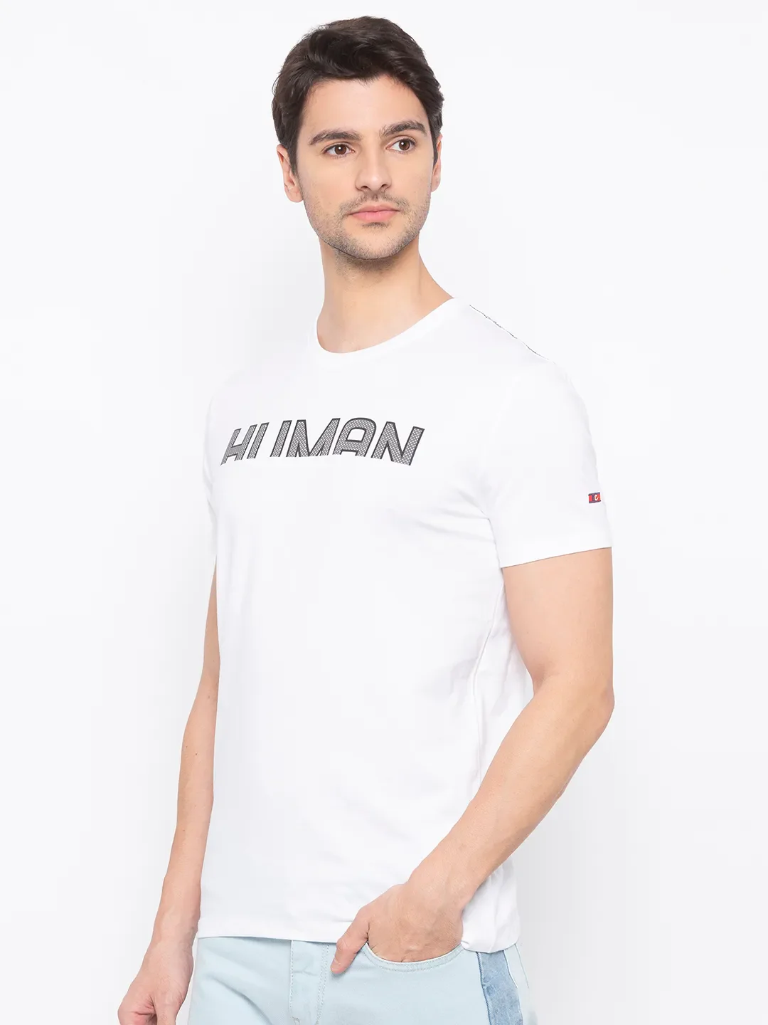 White Regular Fit Men's Short Sleeves T-Shirt by Being Human Clothing - Image 2