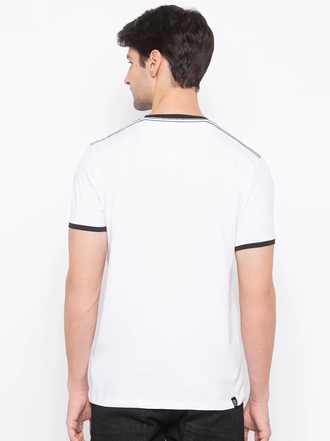 White Regular Fit Men's Short Sleeves T-Shirt by Being Human Clothing - Image 3
