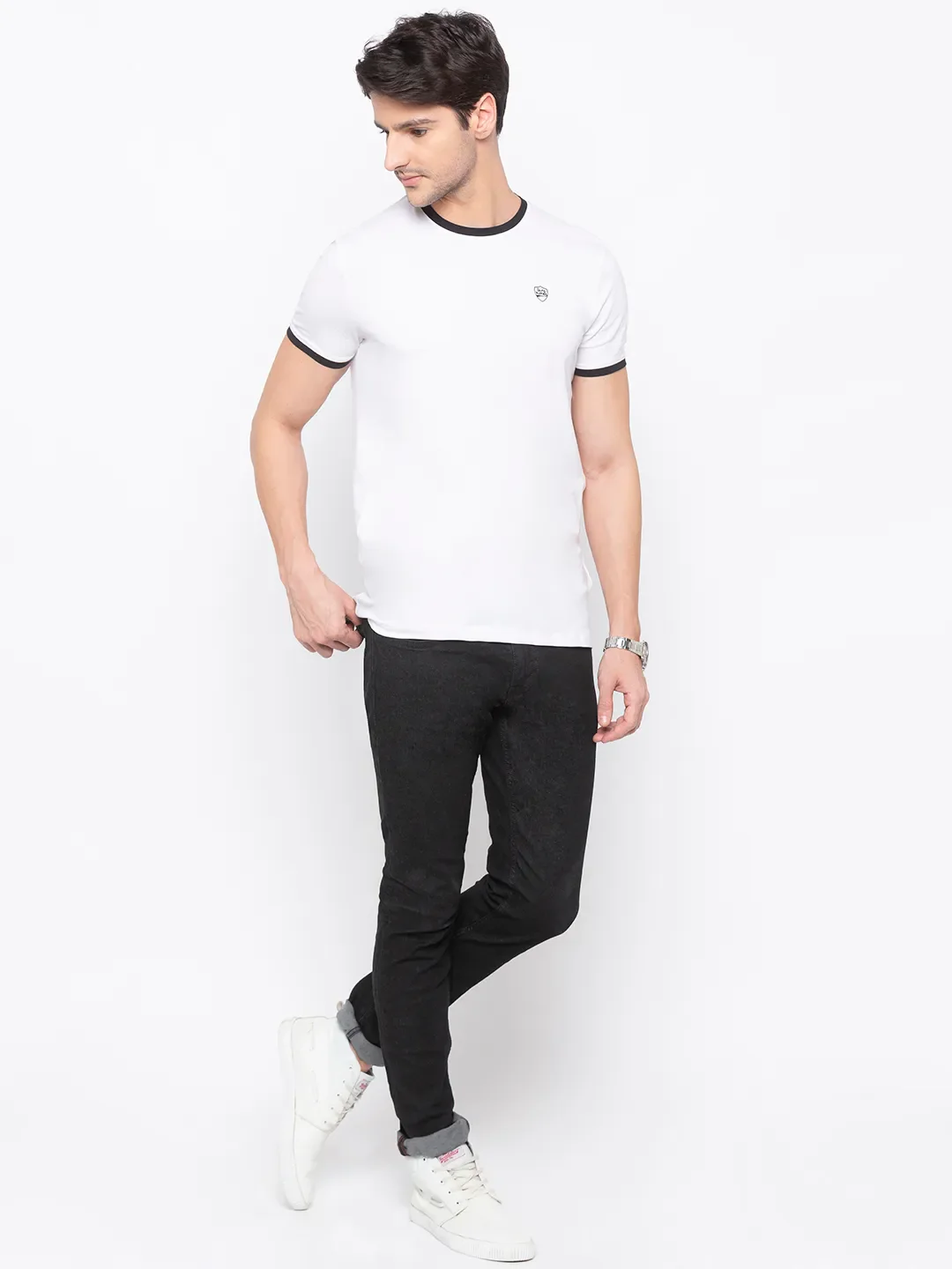 White Regular Fit Men's Short Sleeves T-Shirt by Being Human Clothing - Image 5