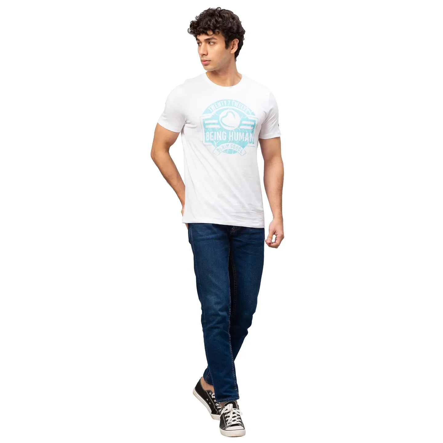 White Regular Fit Men's Short Sleeves T-Shirt by Being Human Clothing - Image 2