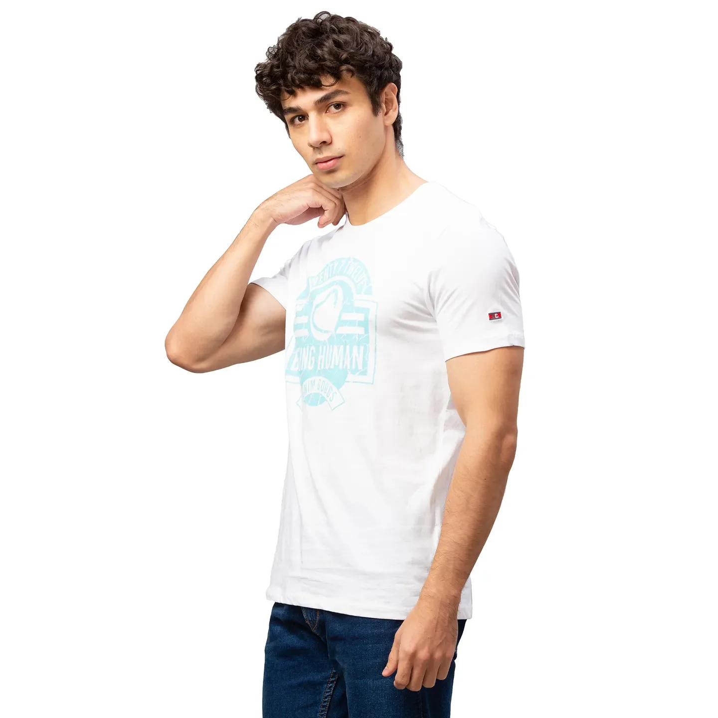 White Regular Fit Men's Short Sleeves T-Shirt by Being Human Clothing - Image 2