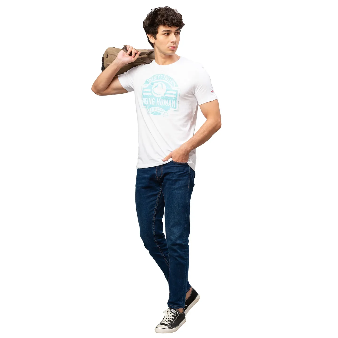 White Regular Fit Men's Short Sleeves T-Shirt by Being Human Clothing - Image 5