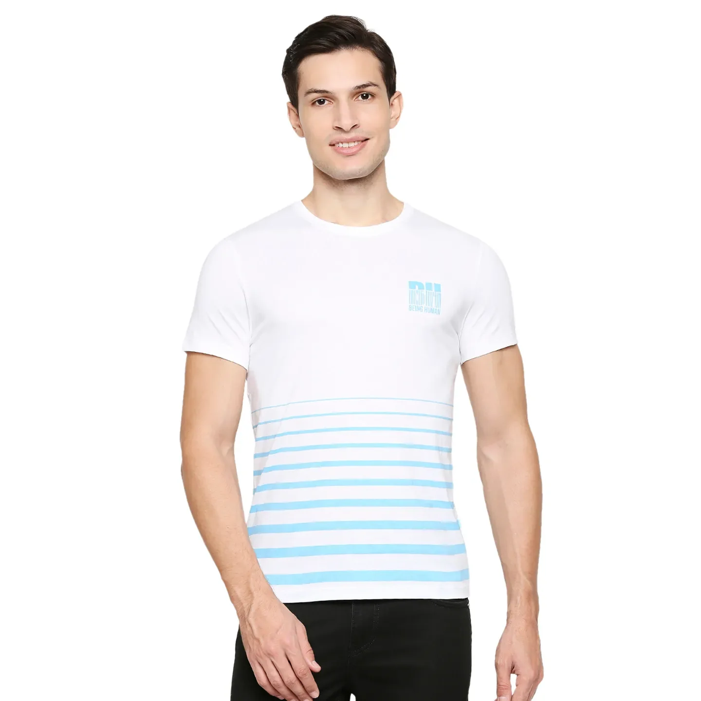 White Regular Fit Men's Short Sleeves T-Shirt by Being Human Clothing