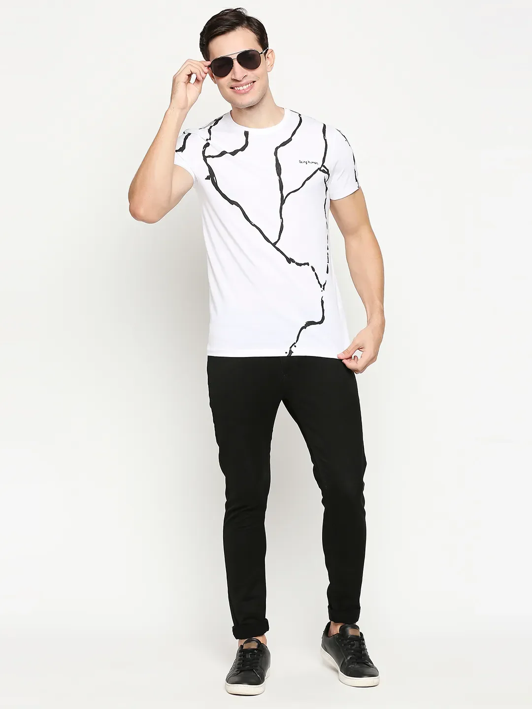 White Regular Fit Men's Short Sleeves T-Shirt by Being Human Clothing - Image 5