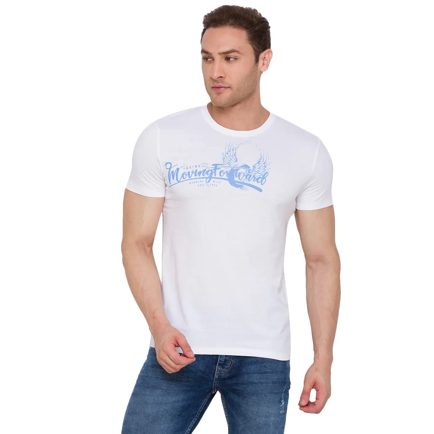White Regular Fit Men's Short Sleeves T-Shirt by Being Human Clothing