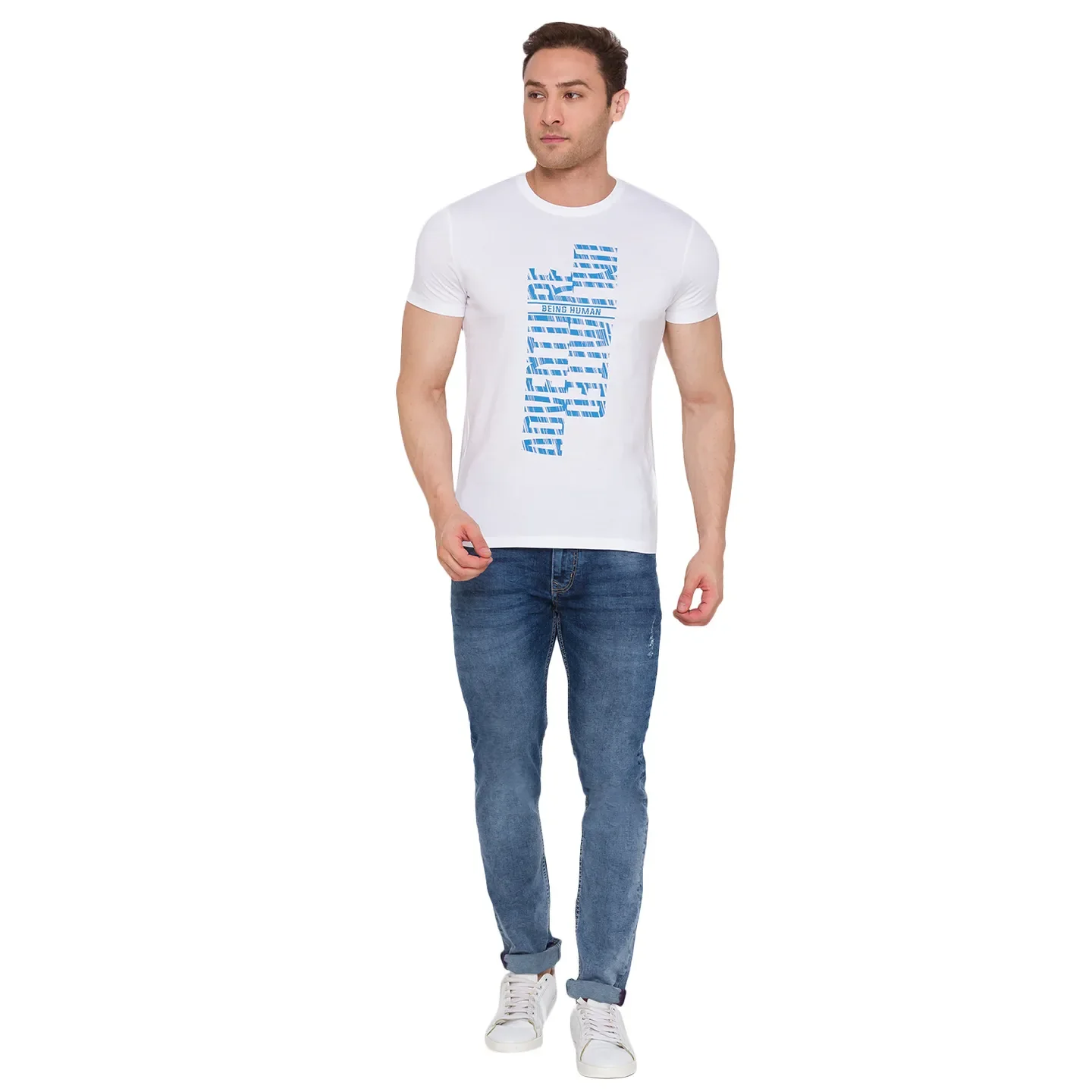 White Regular Fit Men's Short Sleeves T-Shirt by Being Human Clothing - Image 5