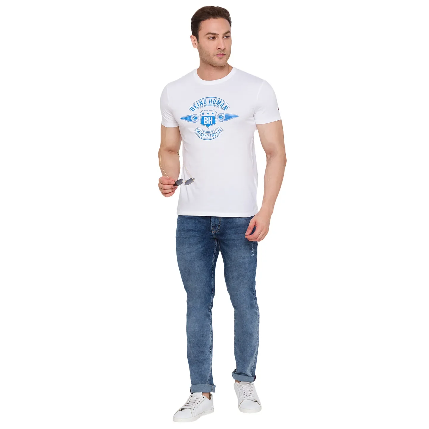 White Regular Fit Men's Short Sleeves T-Shirt by Being Human Clothing - Image 6