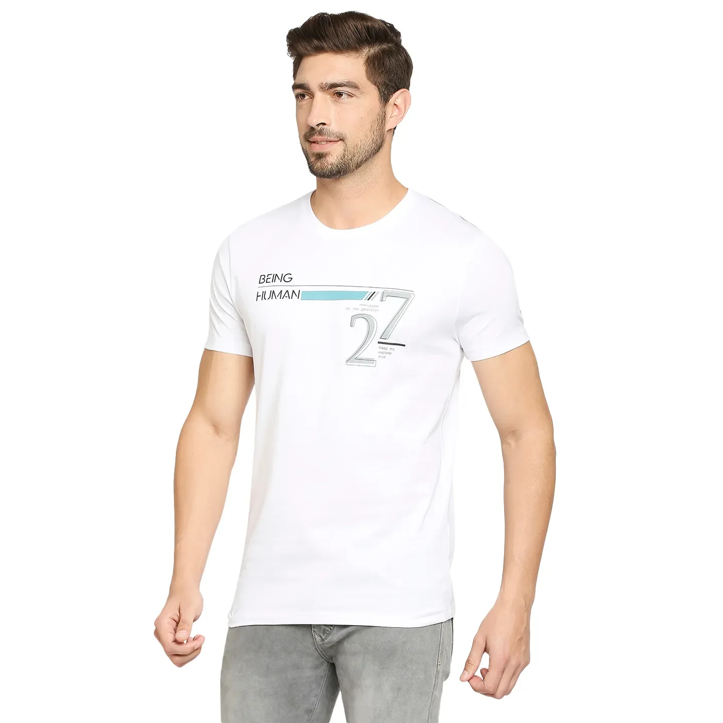 White Regular Fit Men's Short Sleeves T-Shirt by Being Human Clothing - Image 4