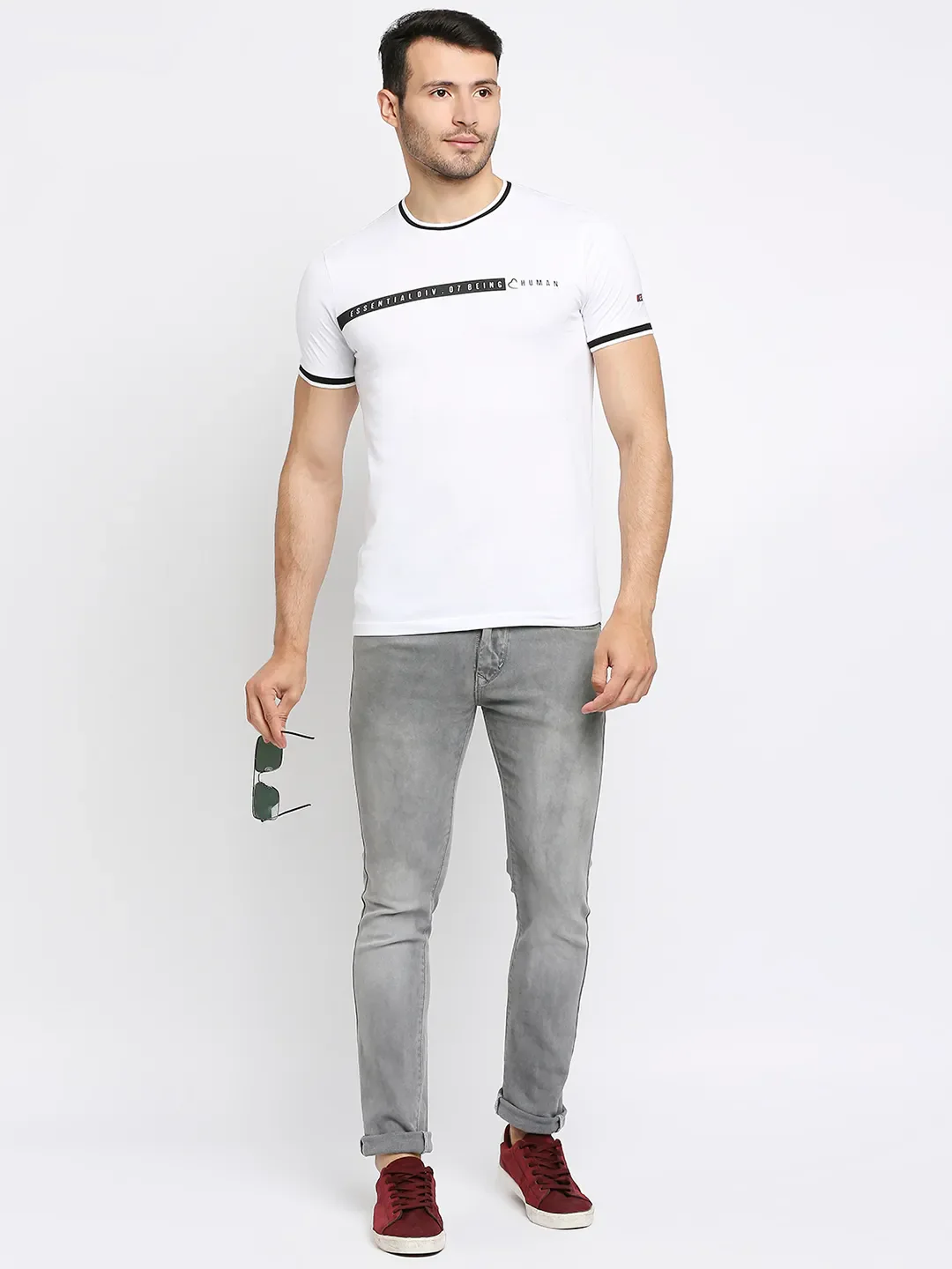 White Regular Fit Men's Short Sleeves T-Shirt by Being Human Clothing - Image 6