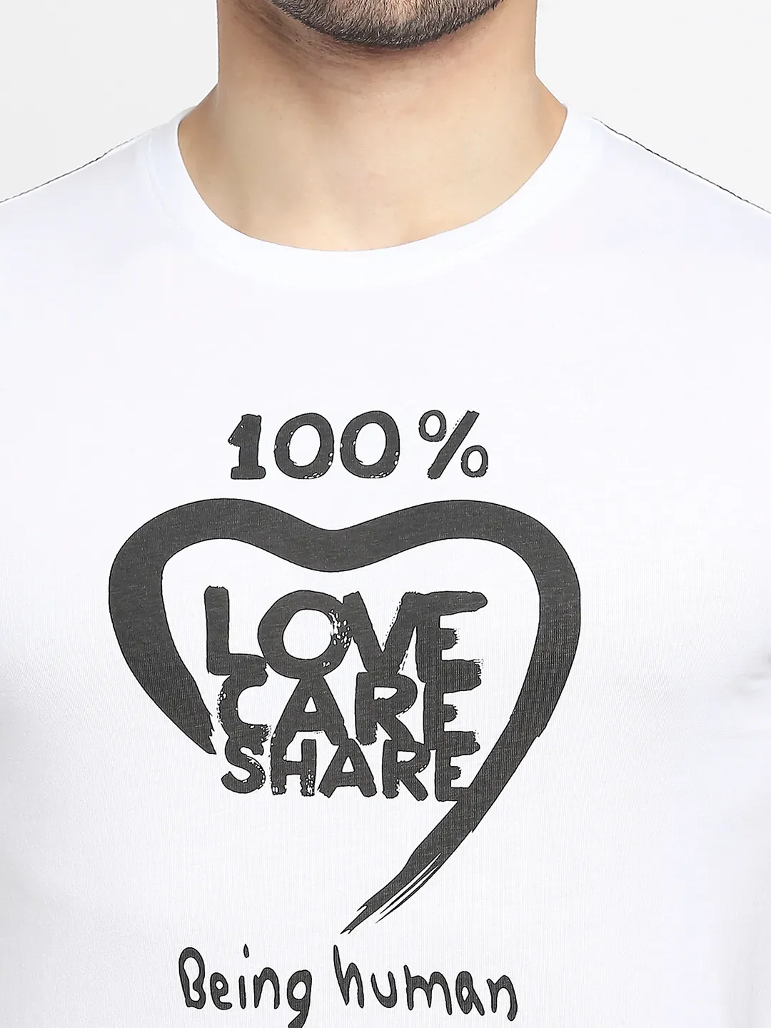 White Regular Fit Men's Short Sleeves T-Shirt by Being Human Clothing - Image 2