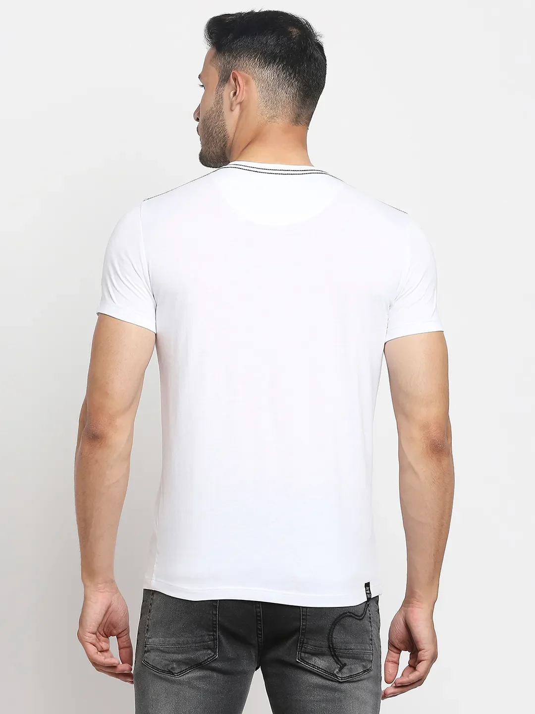 White Regular Fit Men's Short Sleeves T-Shirt by Being Human Clothing - Image 3