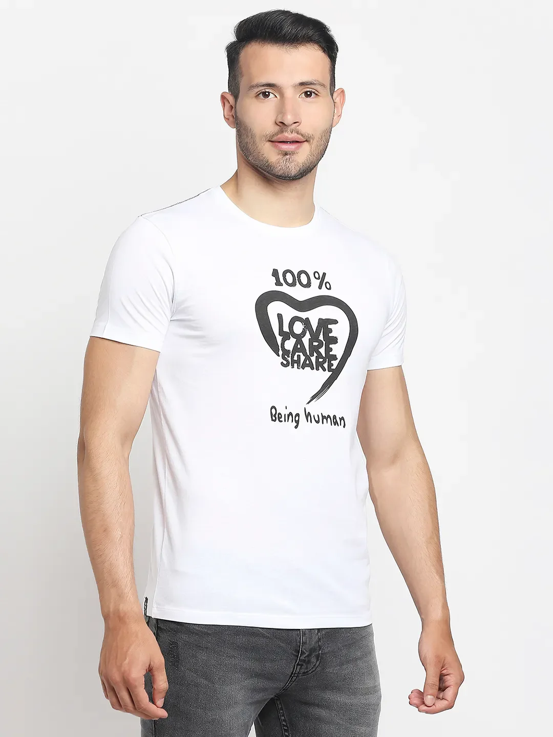 White Regular Fit Men's Short Sleeves T-Shirt by Being Human Clothing - Image 4