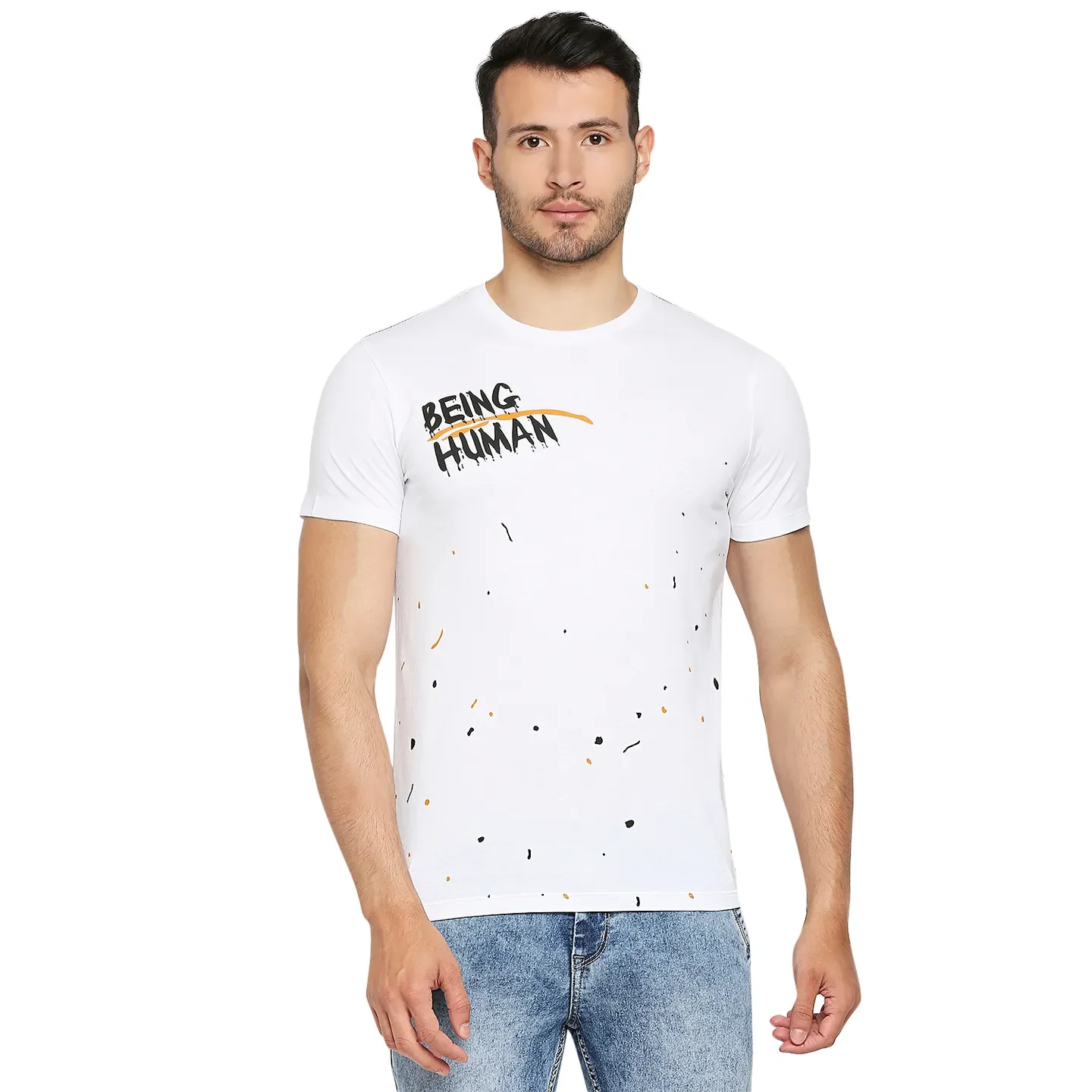 White Regular Fit Men's Short Sleeves T-Shirt by Being Human Clothing - Image 8