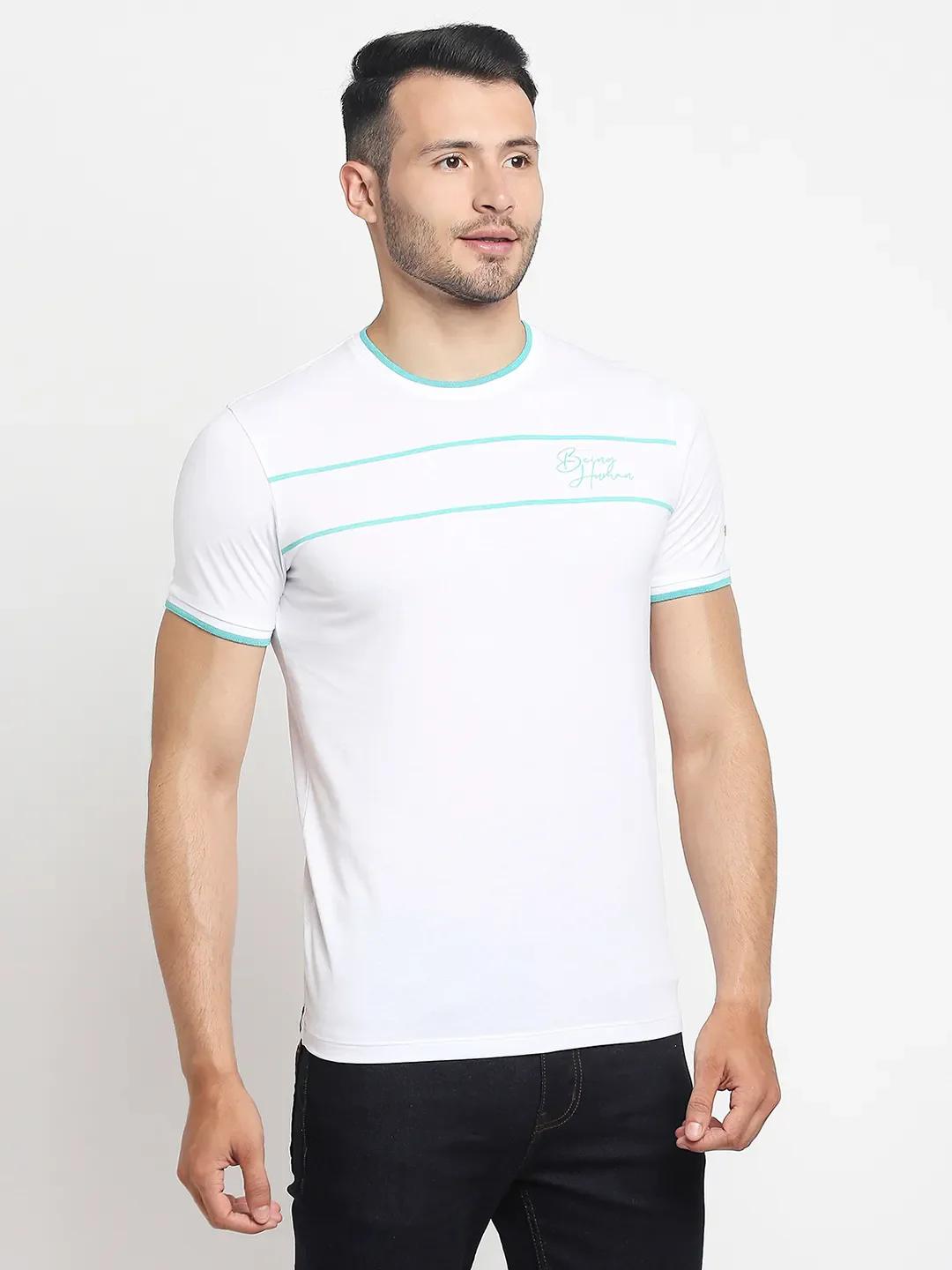 White Regular Fit Men's Short Sleeves T-Shirt by Being Human Clothing - Image 4