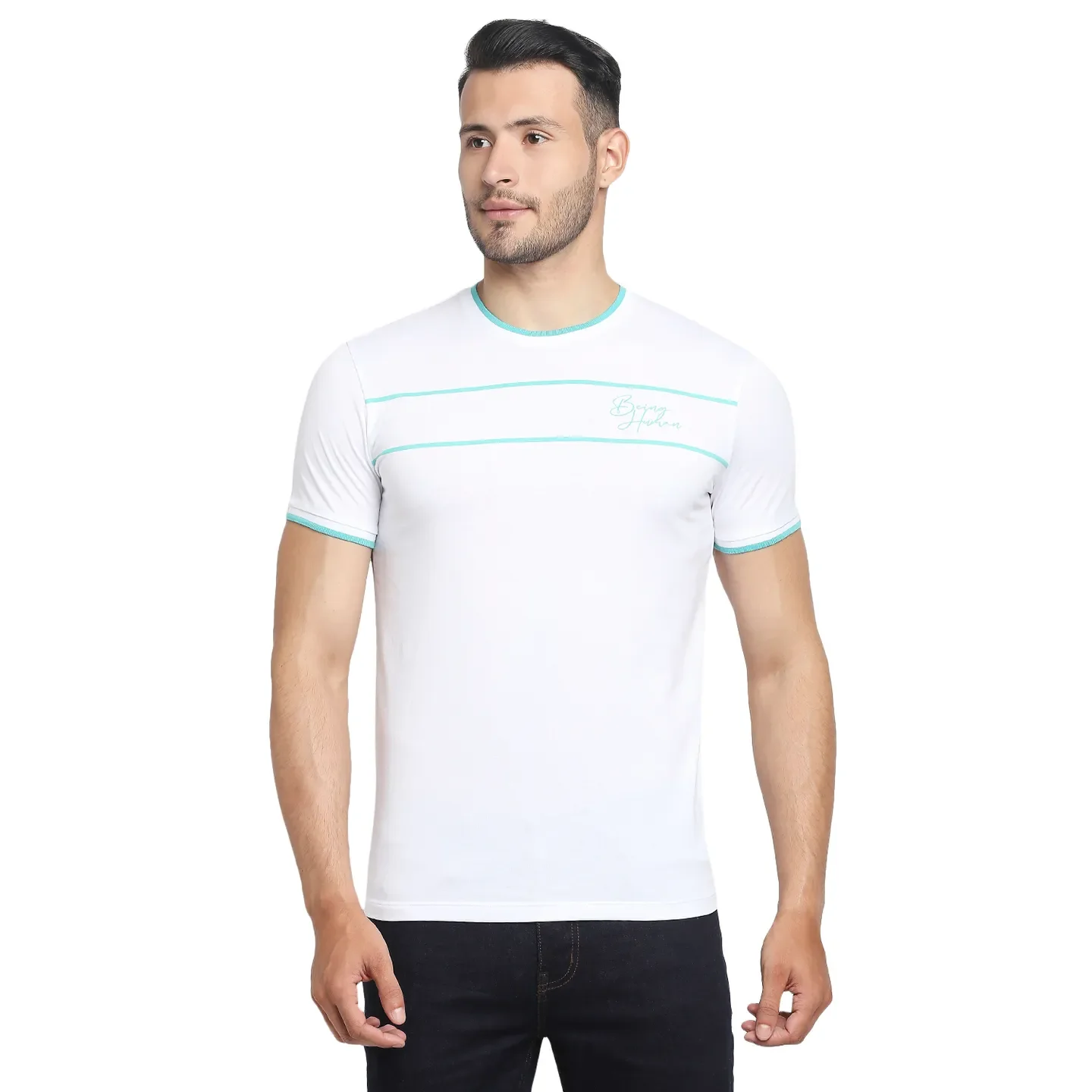 White Regular Fit Men's Short Sleeves T-Shirt by Being Human Clothing - Image 8