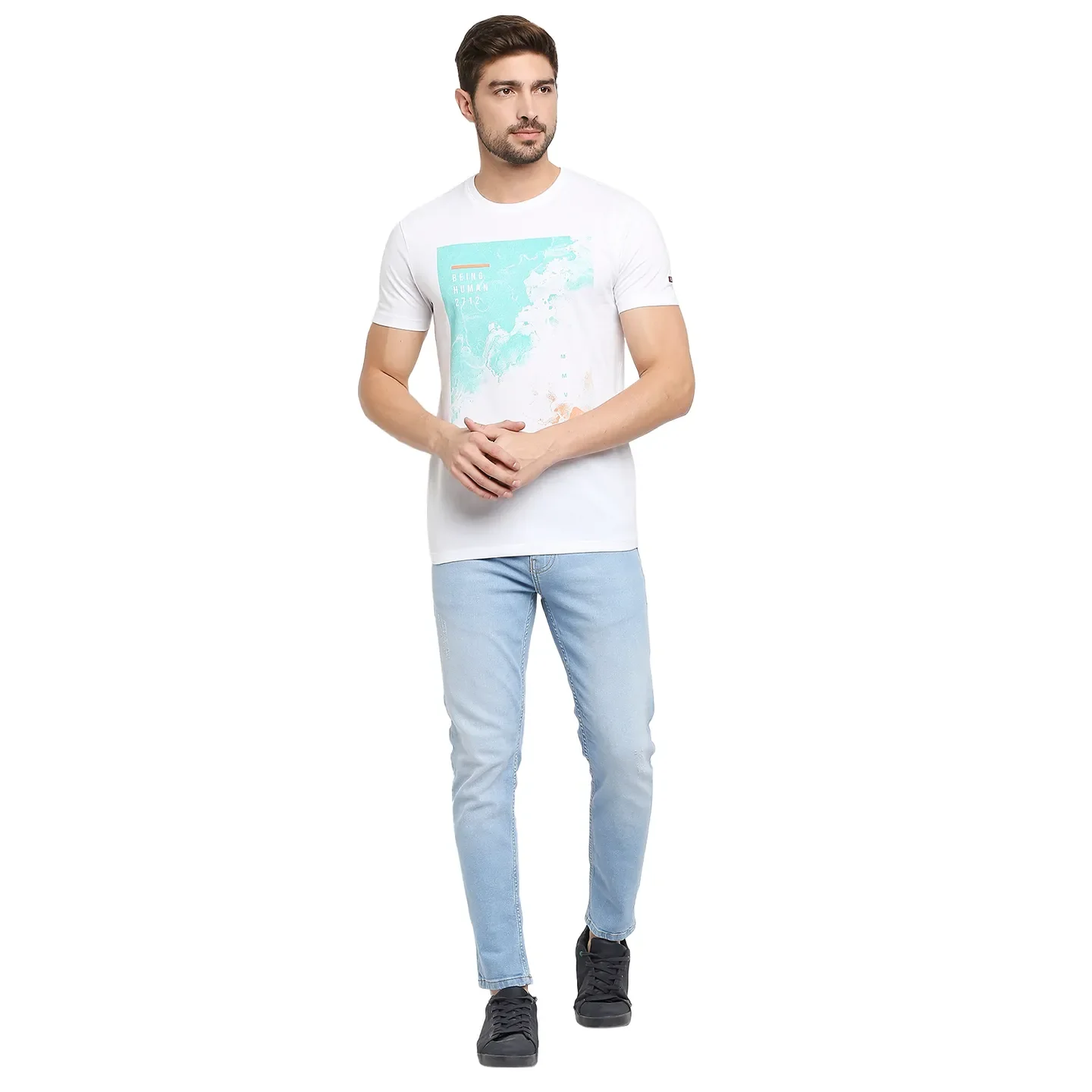 White Regular Fit Men's Short Sleeves T-Shirt by Being Human Clothing - Image 6