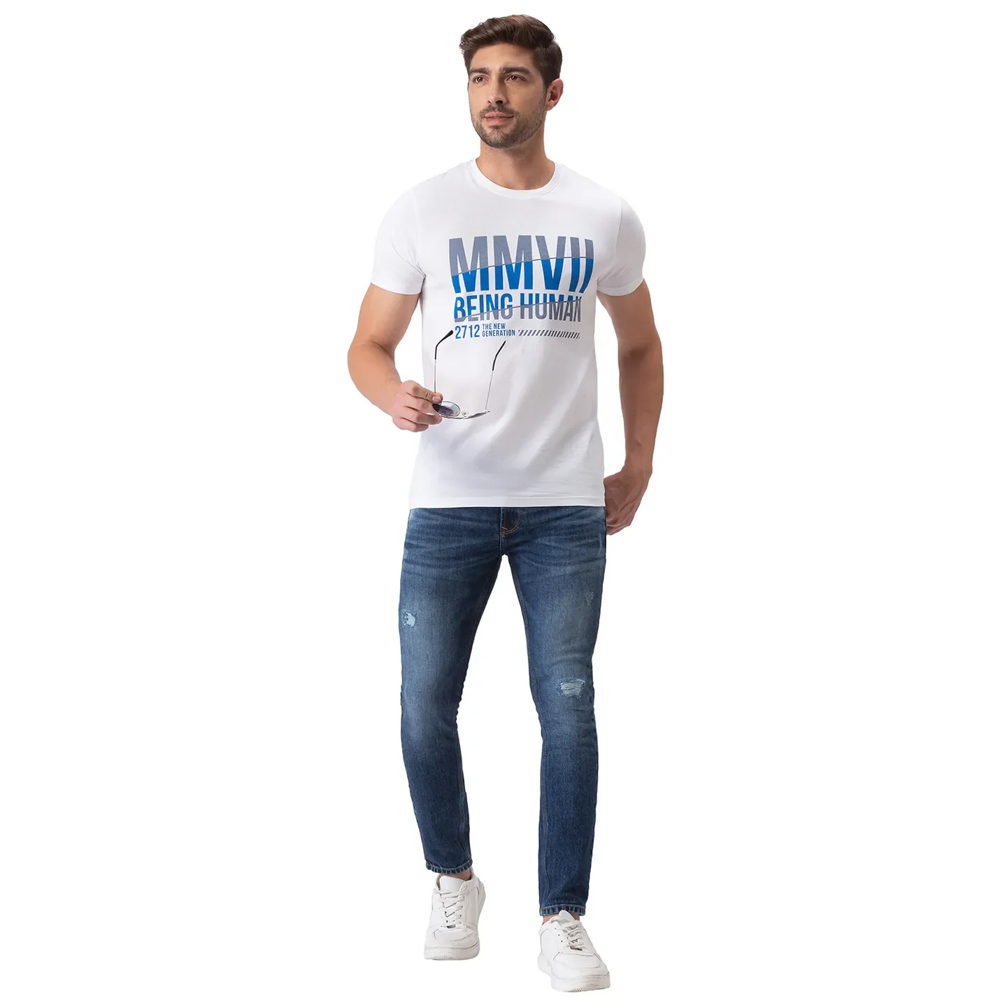 White Regular Fit Men's Short Sleeves T-Shirt by Being Human Clothing - Image 5