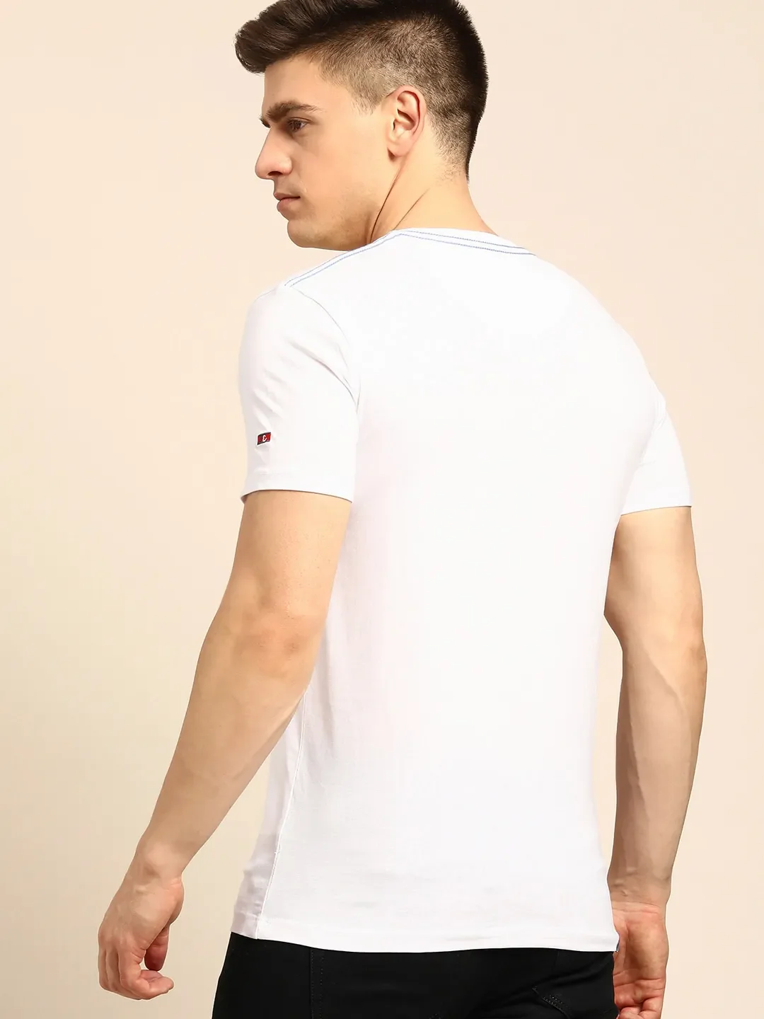 White Regular Fit Men's Short Sleeves T-Shirt by Being Human Clothing - Image 3