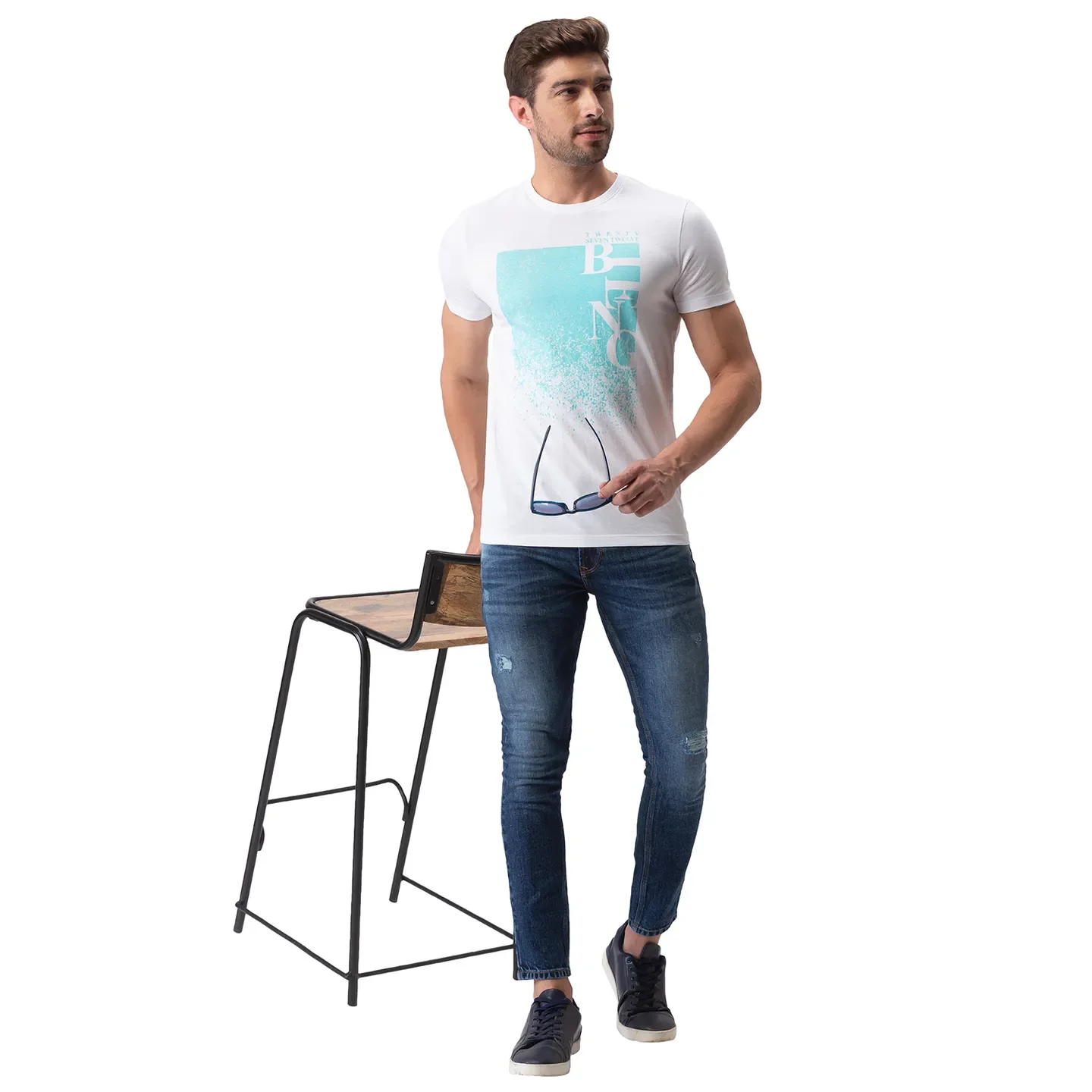 White Regular Fit Men's Short Sleeves T-Shirt by Being Human Clothing - Image 5