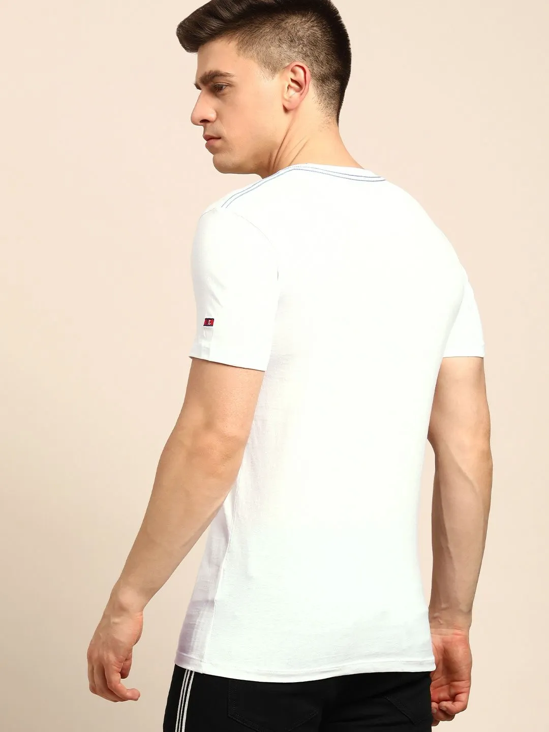 White Regular Fit Men's Short Sleeves T-Shirt by Being Human Clothing - Image 4