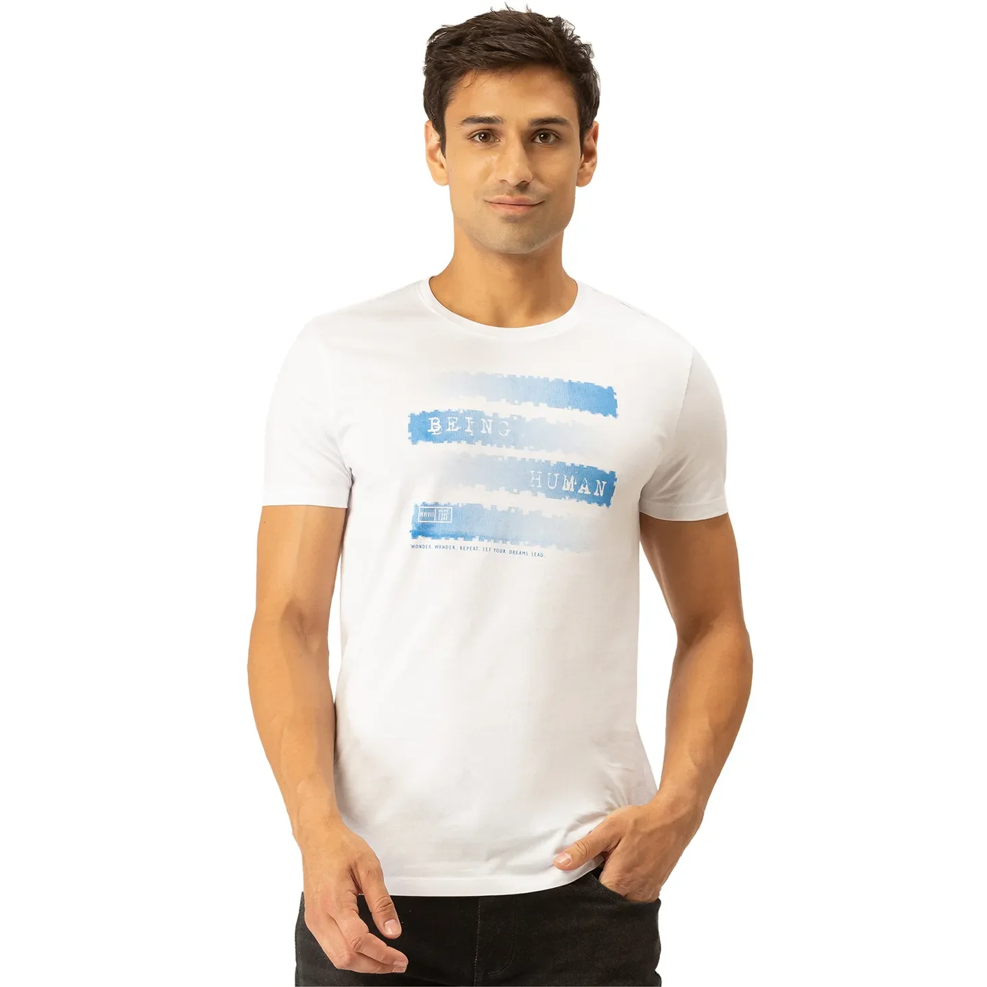 White Regular Fit Men's Short Sleeves T-Shirt by Being Human Clothing