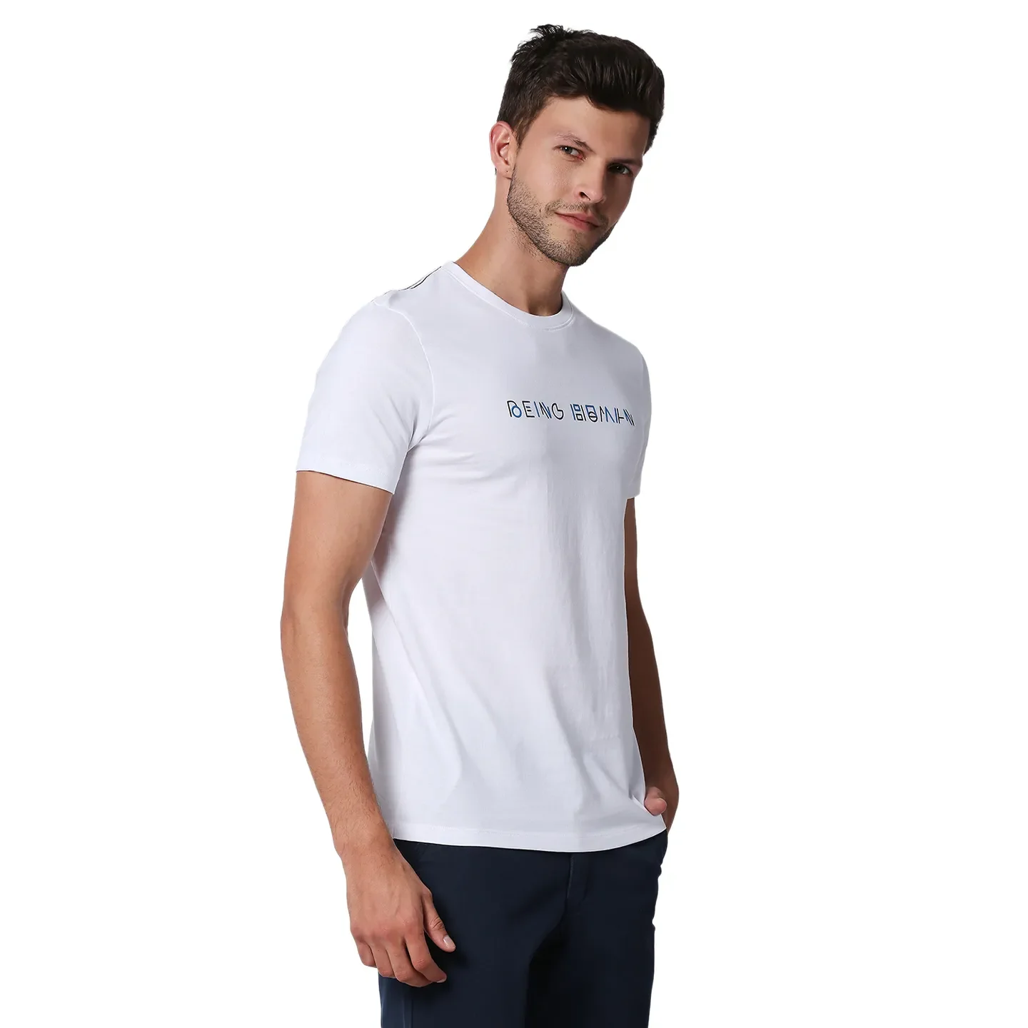 White Regular Fit Men's Short Sleeves T-Shirt by Being Human Clothing - Image 3