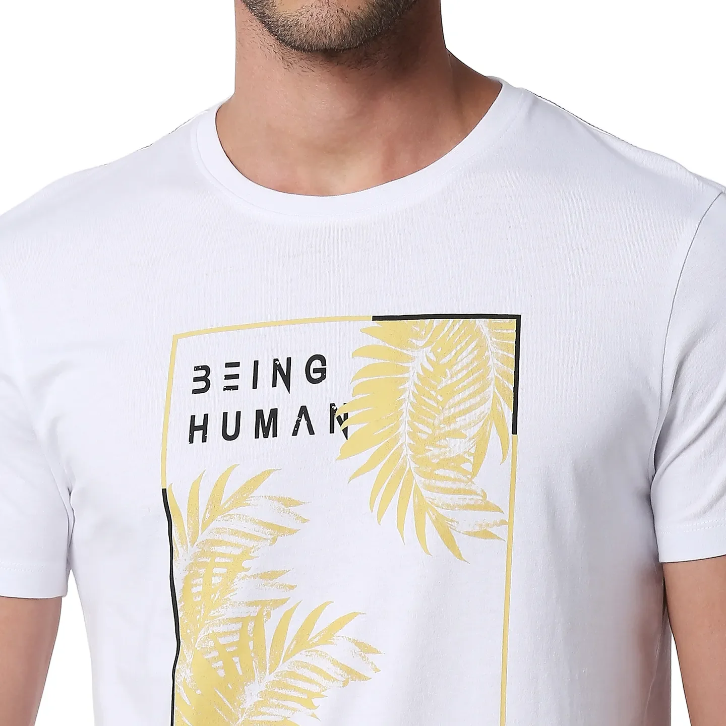 White Regular Fit Men's Short Sleeves T-Shirt by Being Human Clothing - Image 4