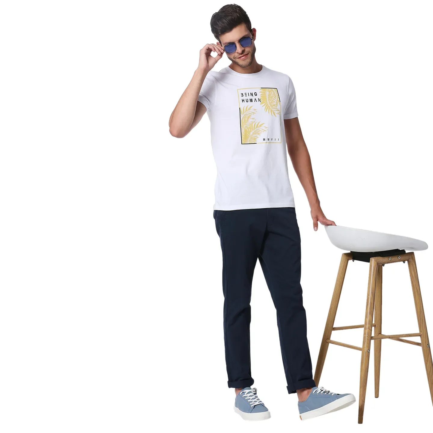 White Regular Fit Men's Short Sleeves T-Shirt by Being Human Clothing - Image 5
