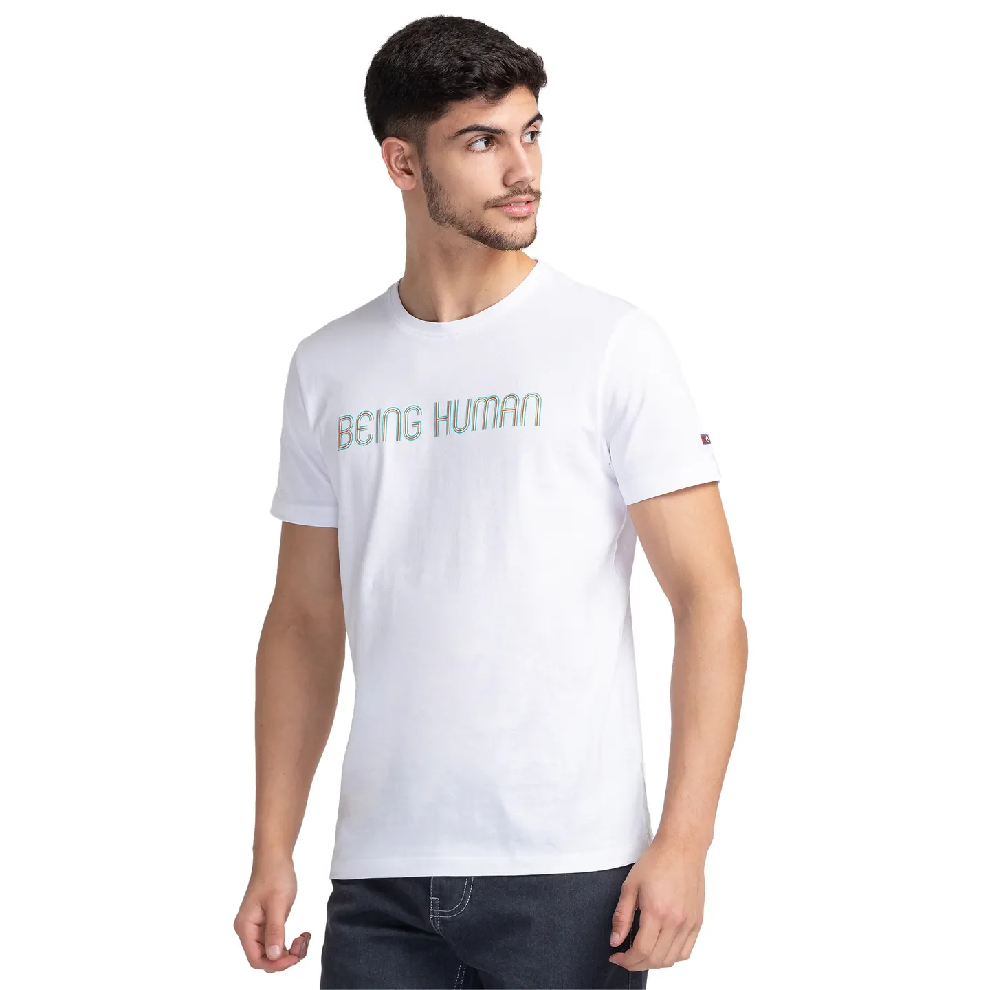 White Regular Fit Men's Short Sleeves T-Shirt by Being Human Clothing - Image 4