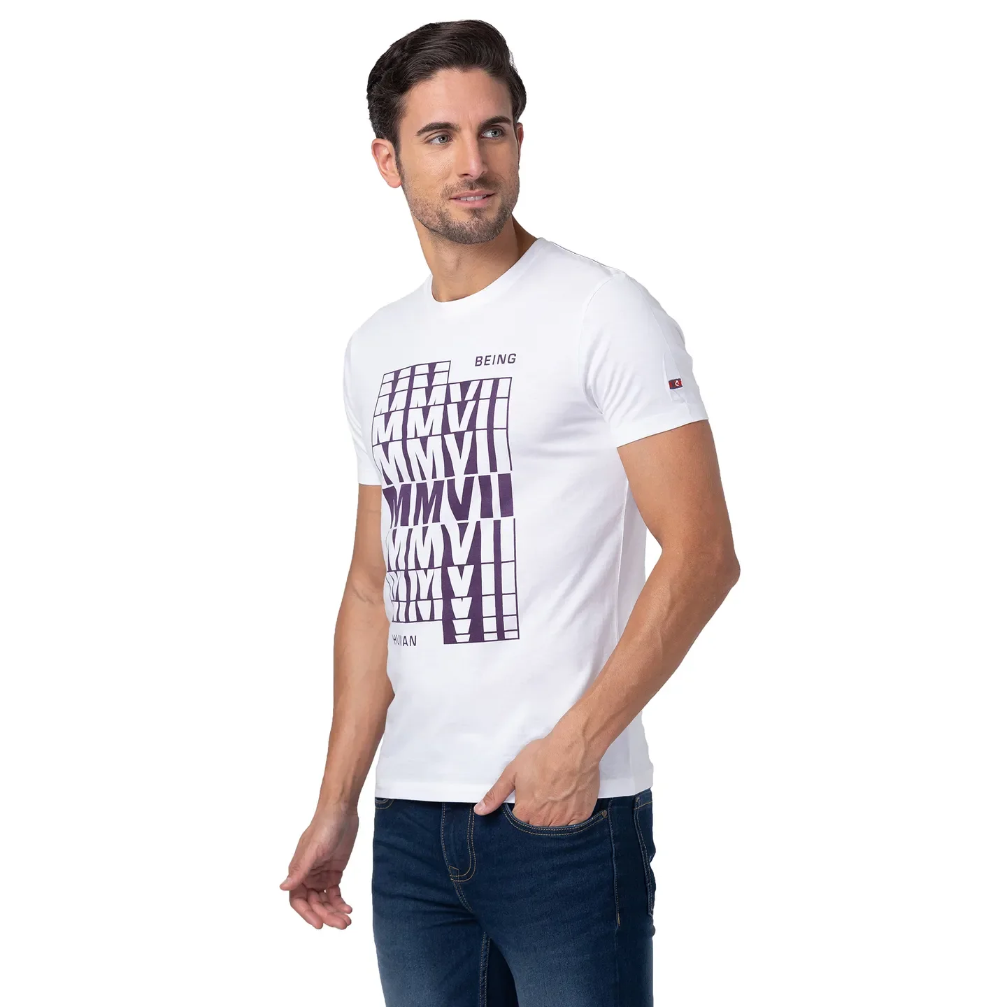 White Regular Fit Men's Short Sleeves T-Shirt by Being Human Clothing - Image 4