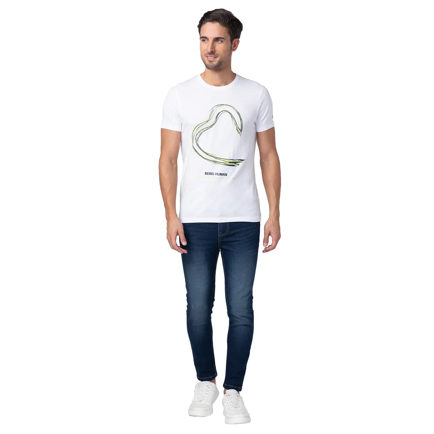 White Regular Fit Men's Short Sleeves T-Shirt by Being Human Clothing - Image 2