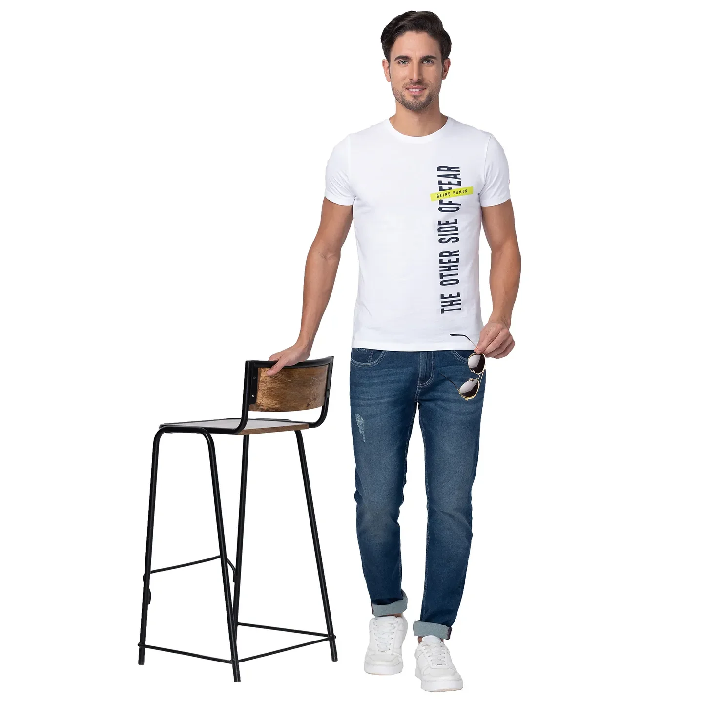 White Regular Fit Men's Short Sleeves T-Shirt by Being Human Clothing - Image 6