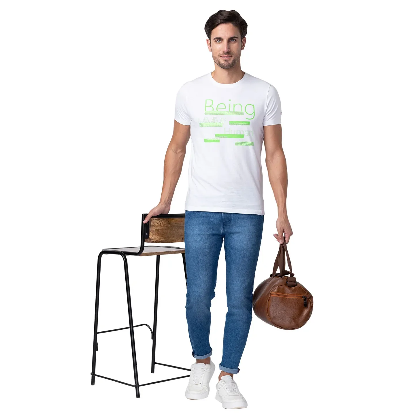 White Regular Fit Men's Short Sleeves T-Shirt by Being Human Clothing - Image 6