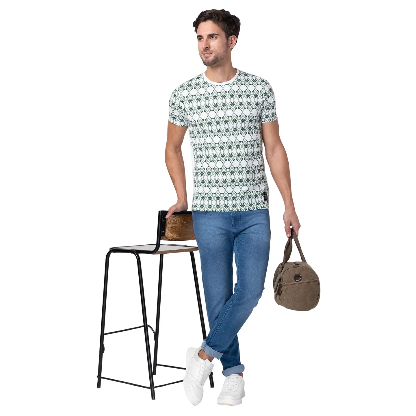 White Regular Fit Round Neck Men's T-Shirt by Being Human Clothing - Image 6
