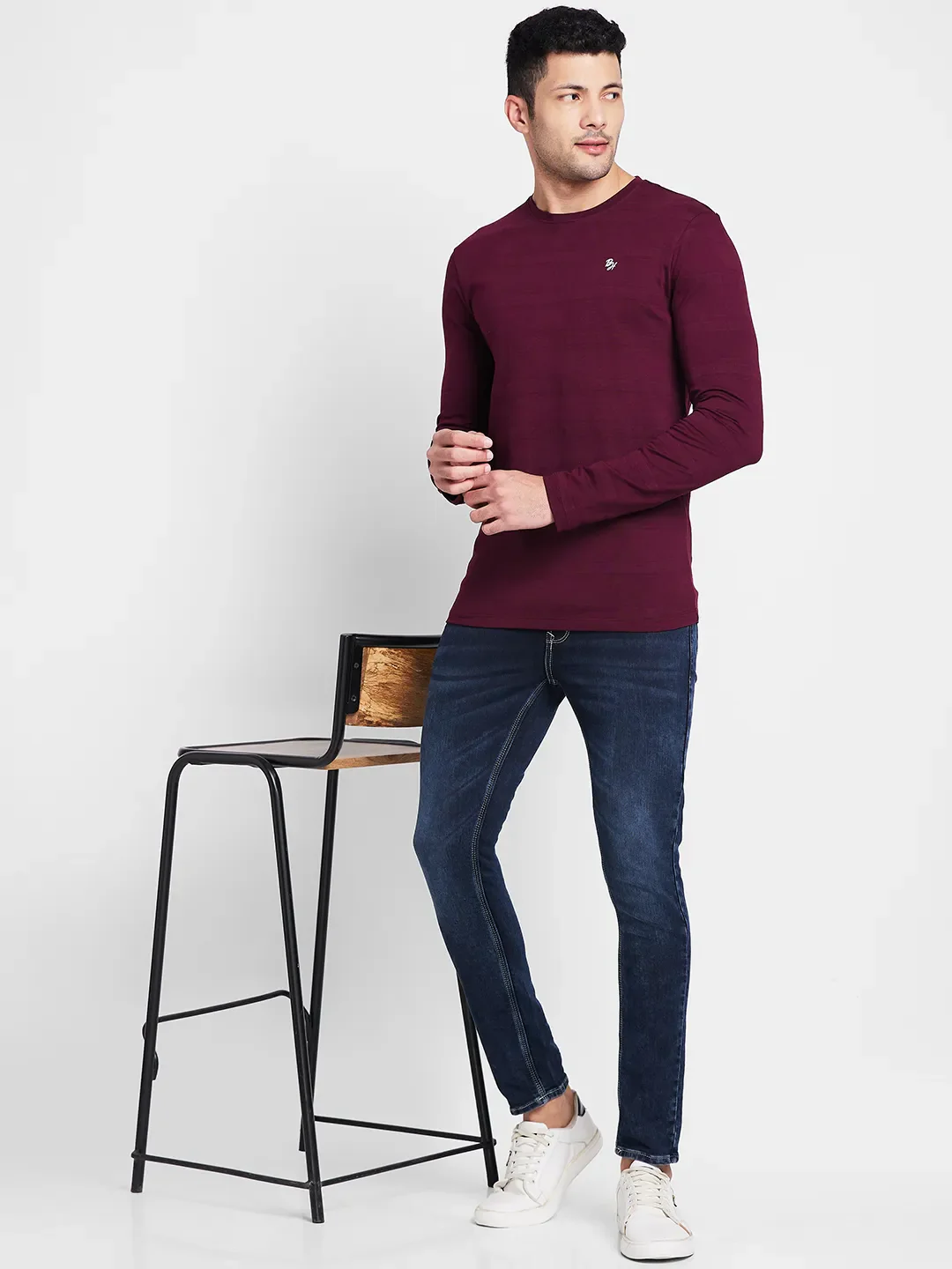Wine Regular Fit Round Neck Men's T-Shirt by Being Human Clothing - Image 3