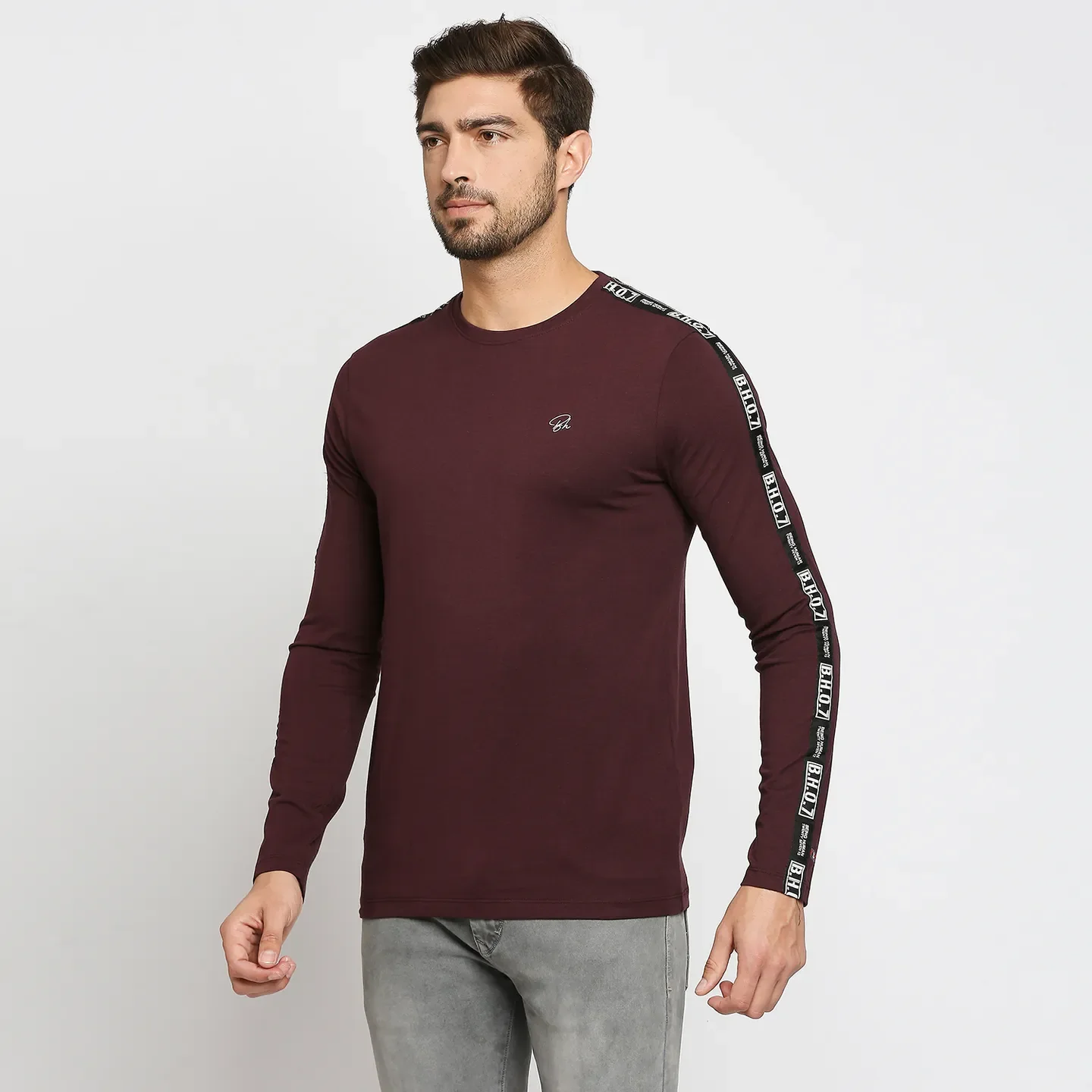 Red Regular Fit Men's Long Sleeves T-Shirt by Being Human Clothing - Image 2