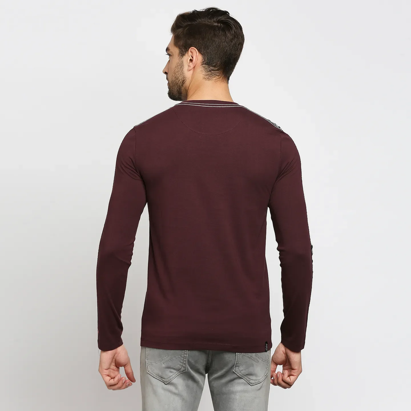 Red Regular Fit Men's Long Sleeves T-Shirt by Being Human Clothing - Image 4