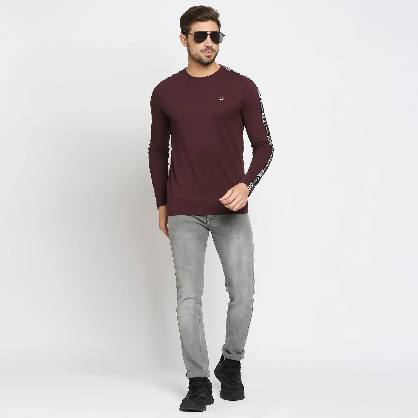 Red Regular Fit Men's Long Sleeves T-Shirt by Being Human Clothing - Image 6