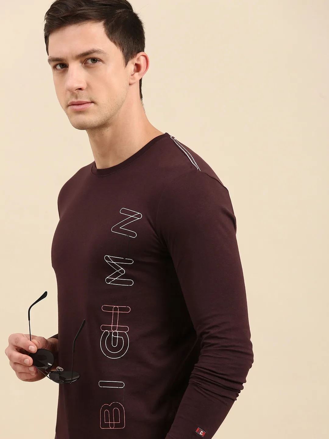 Red Regular Fit Men's Long Sleeves T-Shirt by Being Human Clothing - Image 2