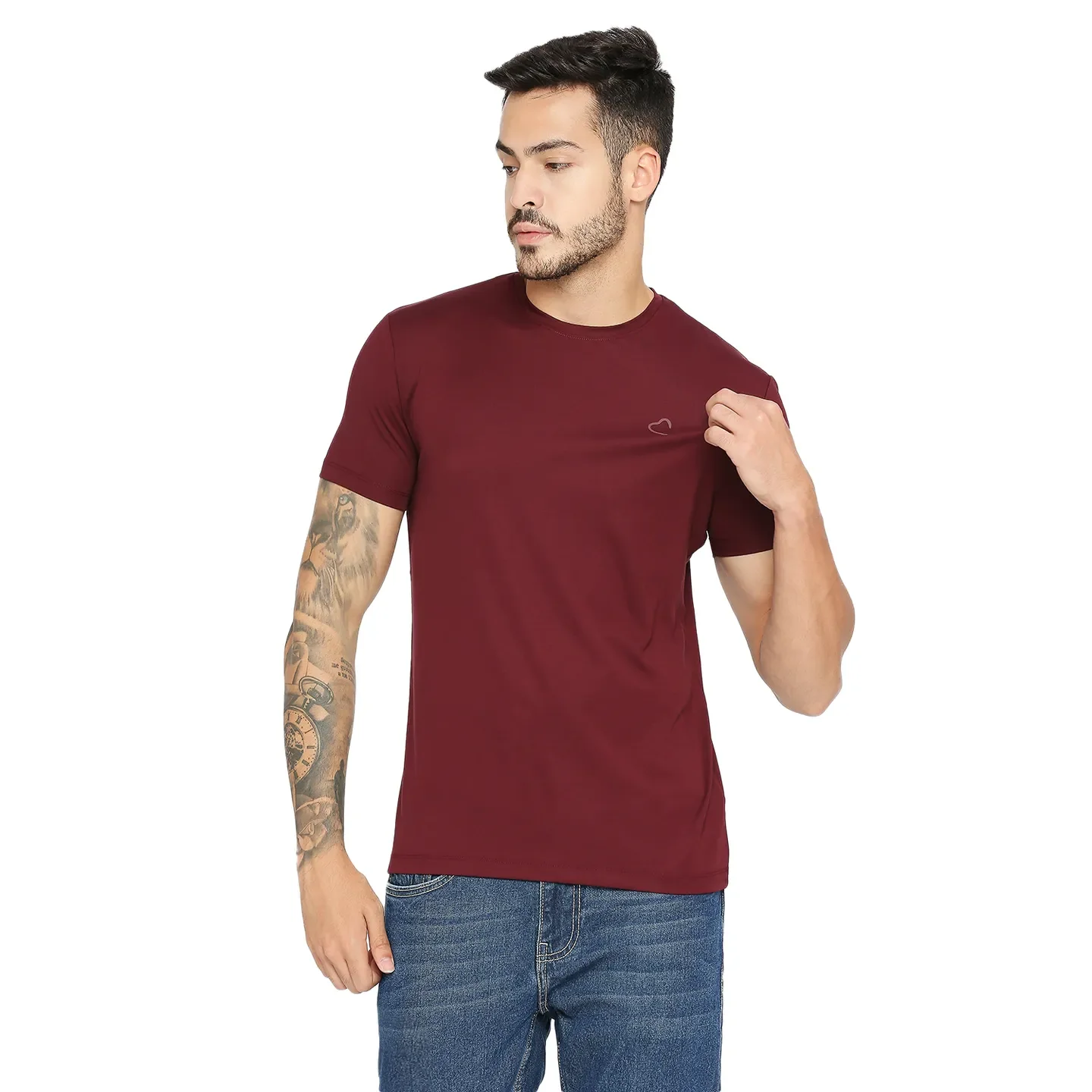 Red Regular Fit Men's Short Sleeves T-Shirt by Being Human Clothing