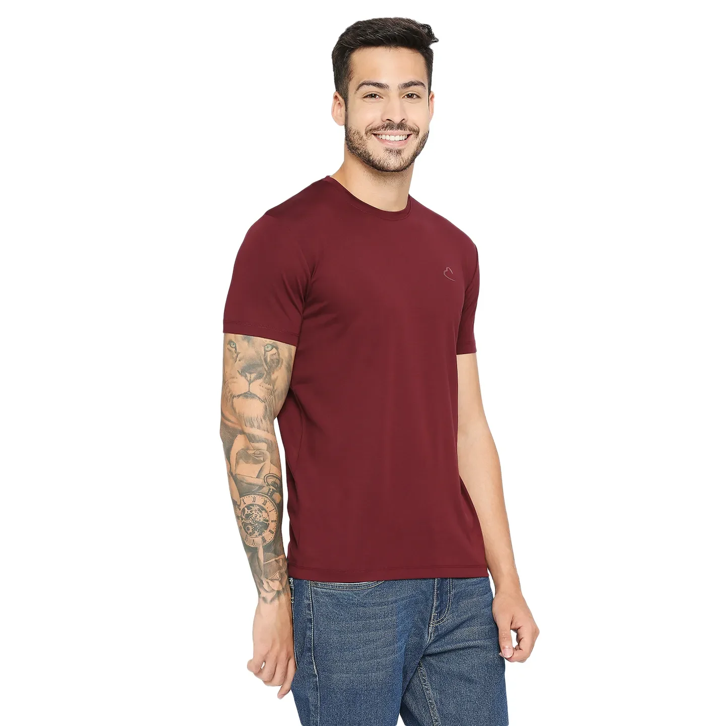 Red Regular Fit Men's Short Sleeves T-Shirt by Being Human Clothing - Image 3