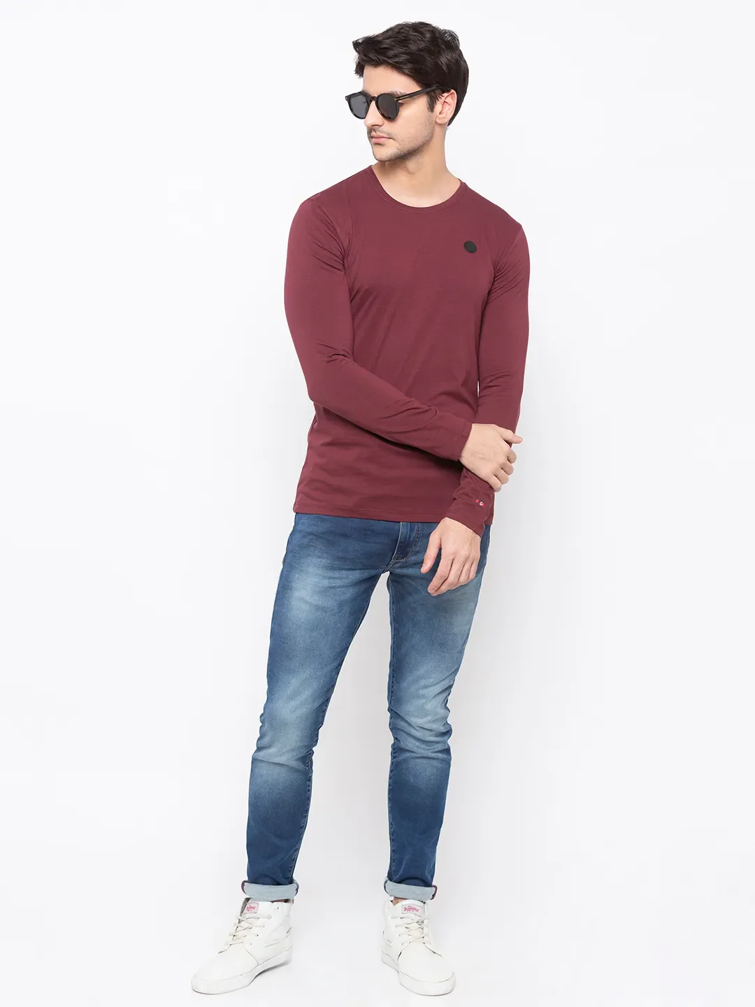 Red Regular Fit Men's Long Sleeves T-Shirt by Being Human Clothing - Image 5