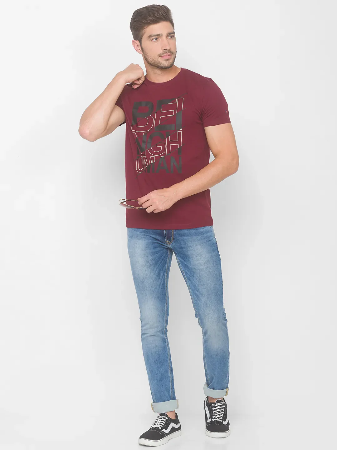 Red Regular Fit Men's Short Sleeves T-Shirt by Being Human Clothing - Image 5