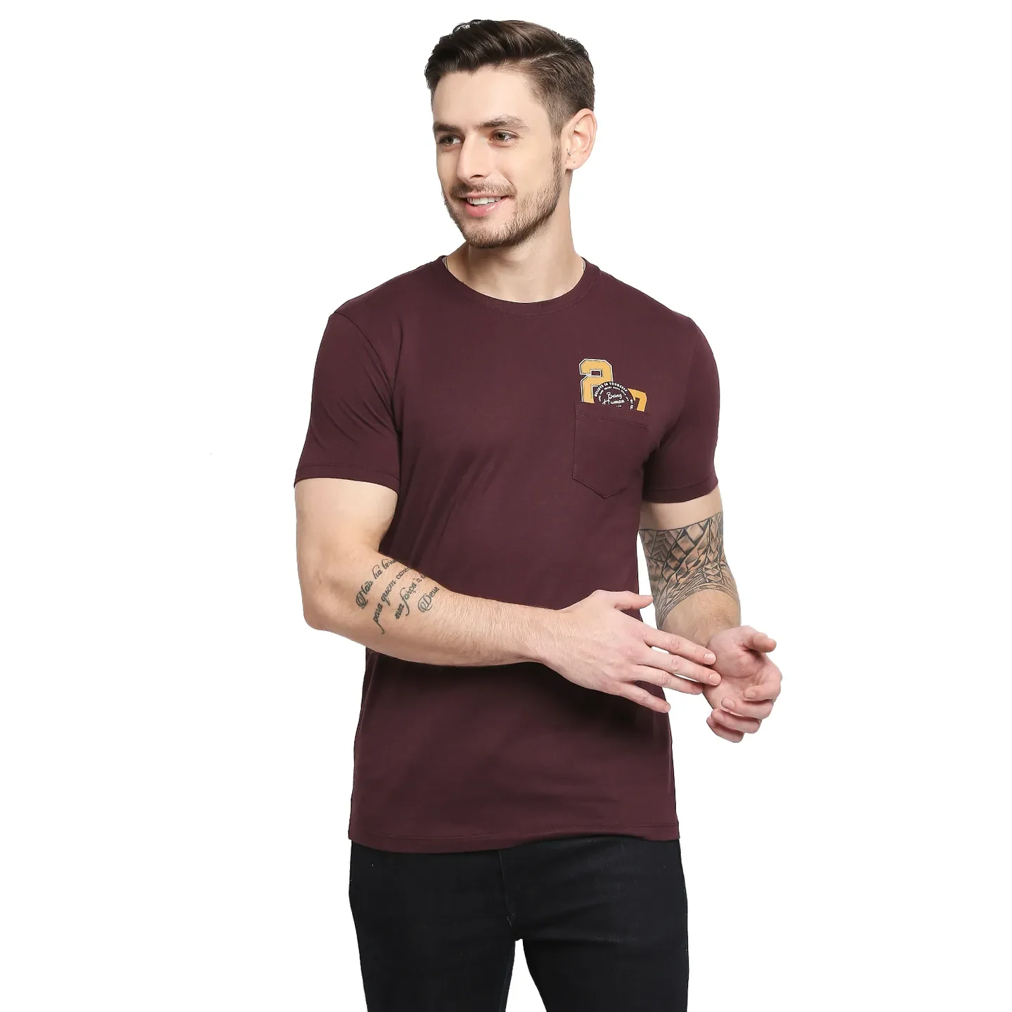 Red Regular Fit Men's Short Sleeves T-Shirt by Being Human Clothing