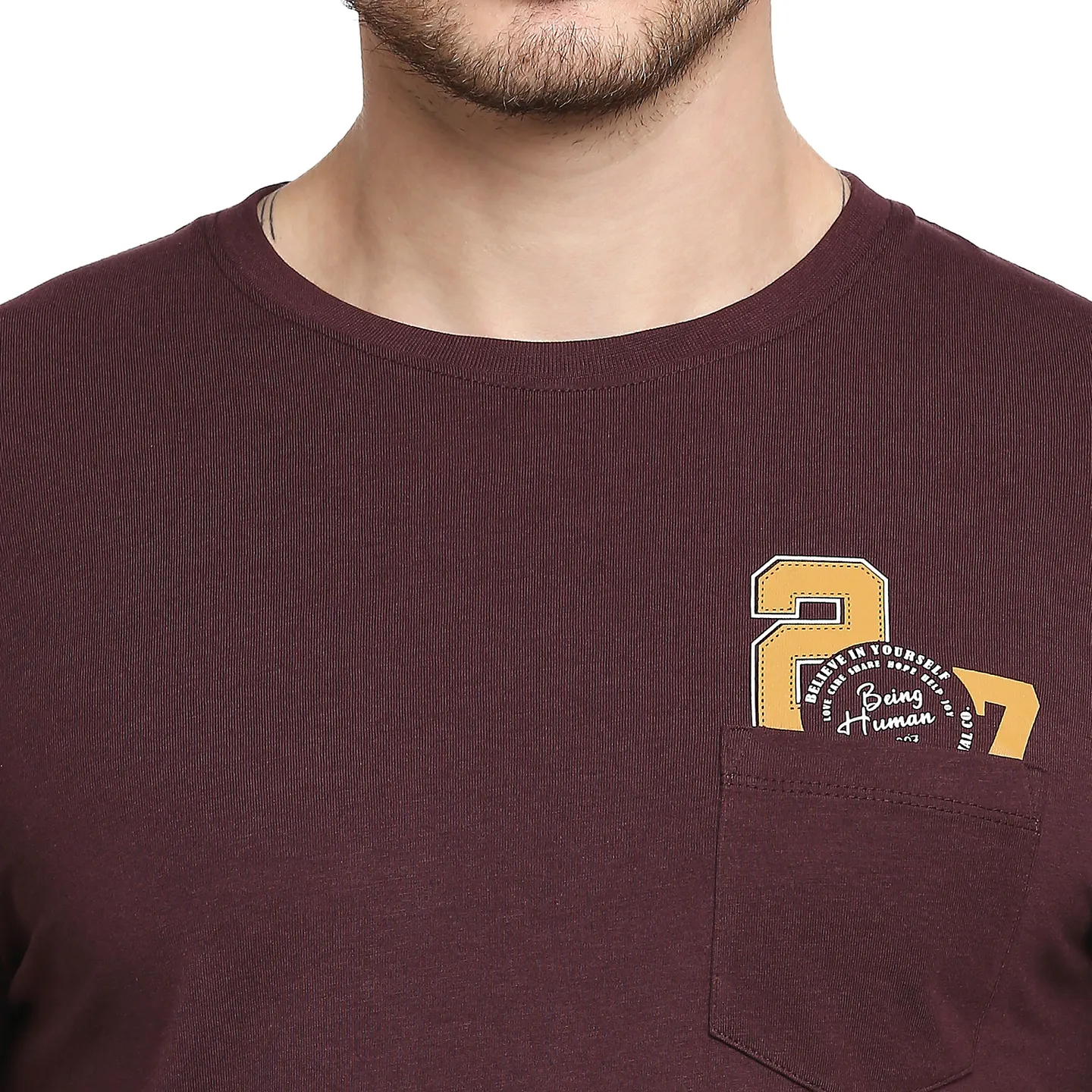 Red Regular Fit Men's Short Sleeves T-Shirt by Being Human Clothing - Image 2