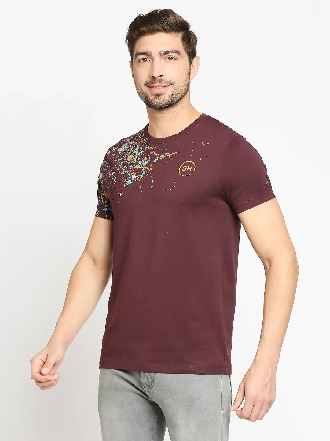 Red Regular Fit Men's Short Sleeves T-Shirt by Being Human Clothing