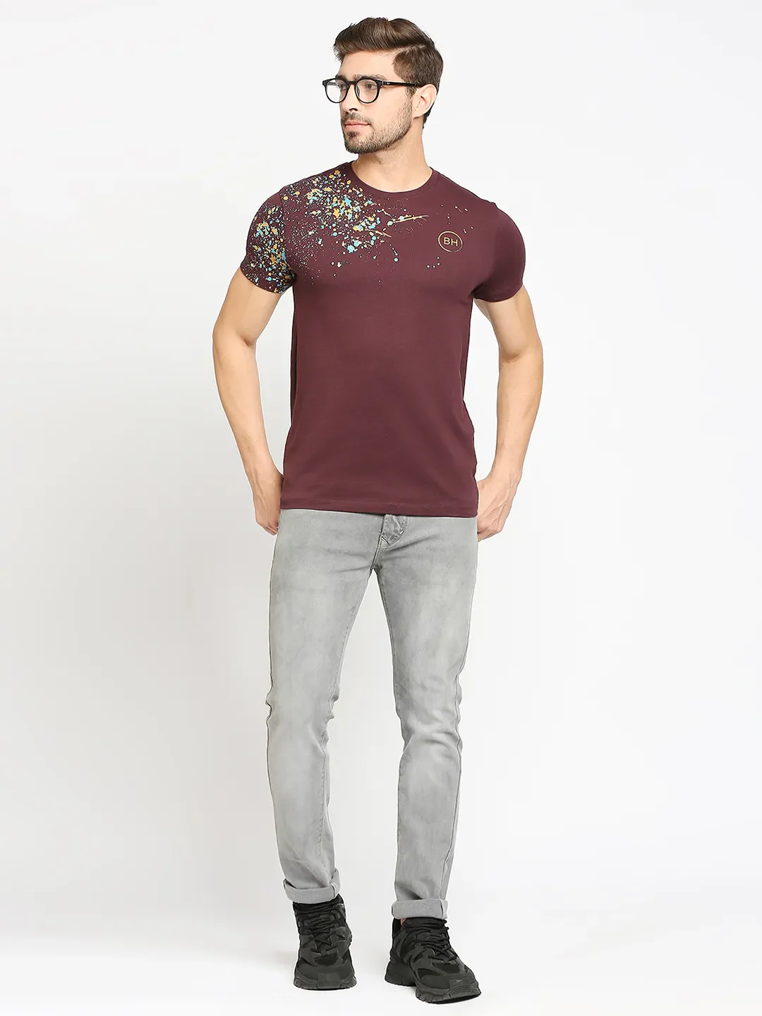 Red Regular Fit Men's Short Sleeves T-Shirt by Being Human Clothing - Image 4